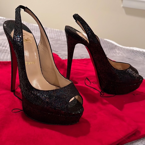 RARE Authentic 💎 Christian Louboutin 💎 Lady Peep Sling 150mm! Size 39 - Picture 1 of 8
